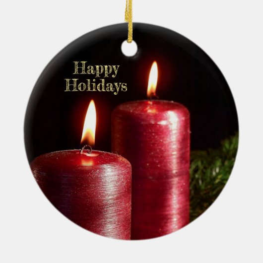 Christmas Celebration Red Candles Winter Holidays Keramisch Ornament (Achterkant)