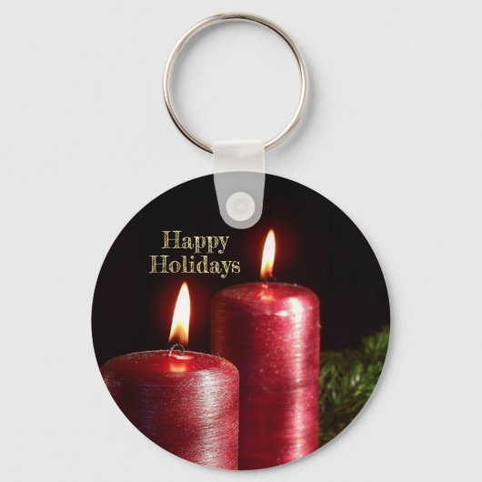 Christmas Celebration Red Candles Winter Holidays Sleutelhanger (Voorkant)