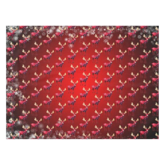 Christmas Celebration Red Reindeer Elegant Tafelkleed (Voorkant (Horizontaal))