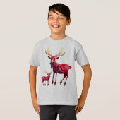 Christmas Celebration Red Reindeer Stylish T-shirt (Voorkant volledig)