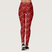 Christmas Celebration Red Reindeer White Snowflake Leggings (Achterkant)
