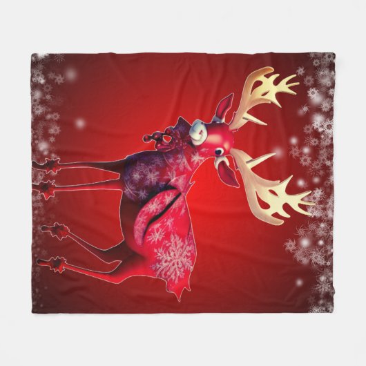 Christmas Celebration Red Reindeer Winter Holidays Fleece Deken (Voorkant (Horizontaal))
