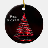Christmas Celebration Shiny Red Ribbon Tree Keramisch Ornament (Voorkant)