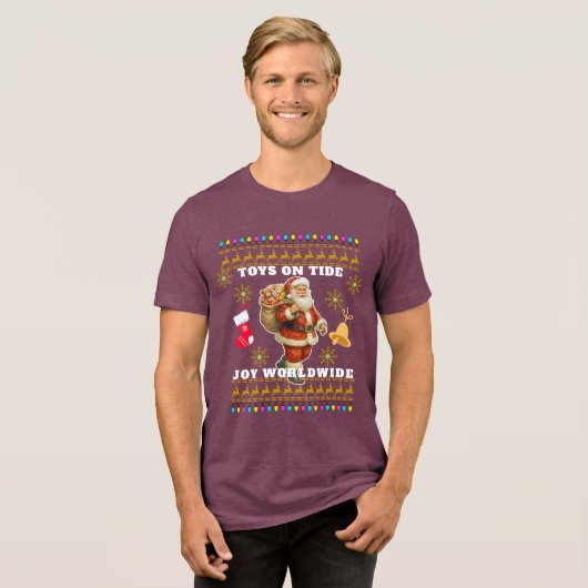 Christmas celebration Tri-Blend shirt (Voorkant volledig)