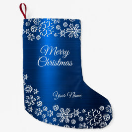 Christmas Celebration White Snowflakes Navy Blue Kleine Kerstsok