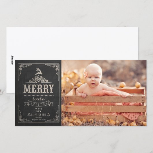 Christmas Chalkboard Baby aankondiging fotokaart (Voorkant / Achterkant)