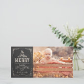 Christmas Chalkboard Baby aankondiging fotokaart (Staand voorkant)