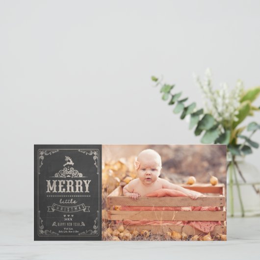 Christmas Chalkboard Baby aankondiging fotokaart (Staand voorkant)