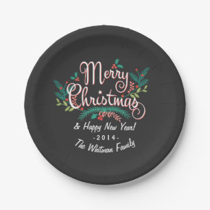 CHRISTMAS CHALKBOARD CUTE HOLLY AND BRANCHES PAPIEREN BORDJE