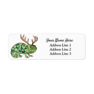 Christmas Chameleon Lizard Retour Adreslabel Etiket