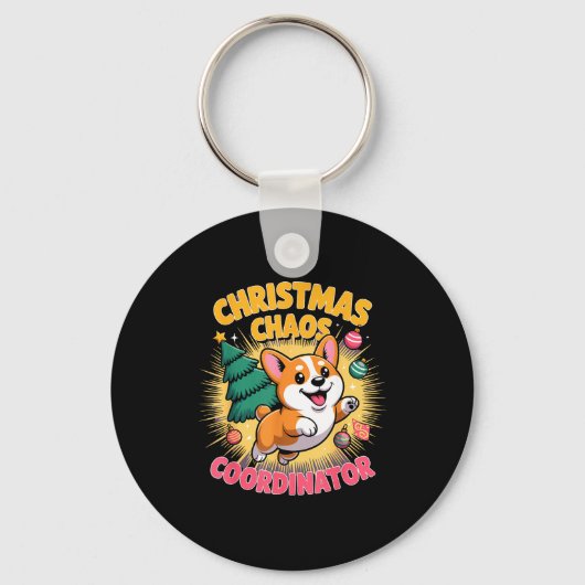 Christmas Chaos Coordinator Xmas Puppy Funny Corgi Sleutelhanger (Voorkant)