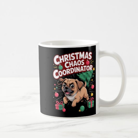 Christmas Chaos Coordinator Xmas Puppy Funny Puggl Koffiemok (Rechts)