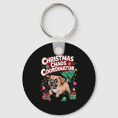 Christmas Chaos Coordinator Xmas Puppy Funny Puggl Sleutelhanger (Voorkant)