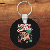 Christmas Chaos Coordinator Xmas Puppy Funny Puggl Sleutelhanger (Voorkant)