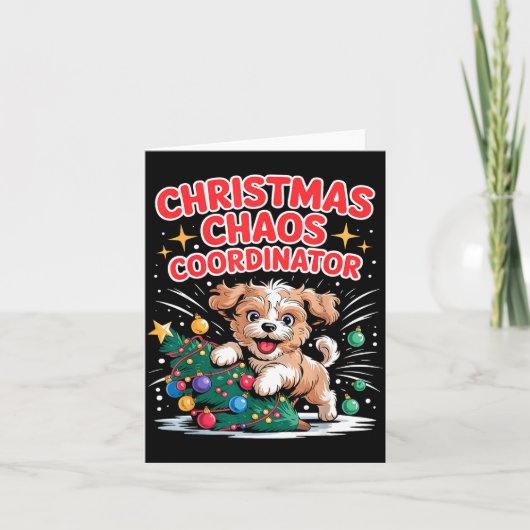 Christmas Chaos Coordinator Xmas Puppy Funny Shi-o Kaart (Voorkant)