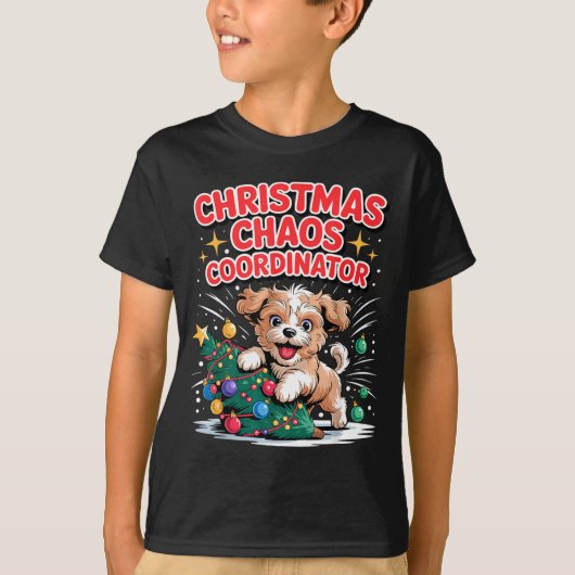 Christmas Chaos Coordinator Xmas Puppy Funny Shi-o T-shirt (Voorkant)