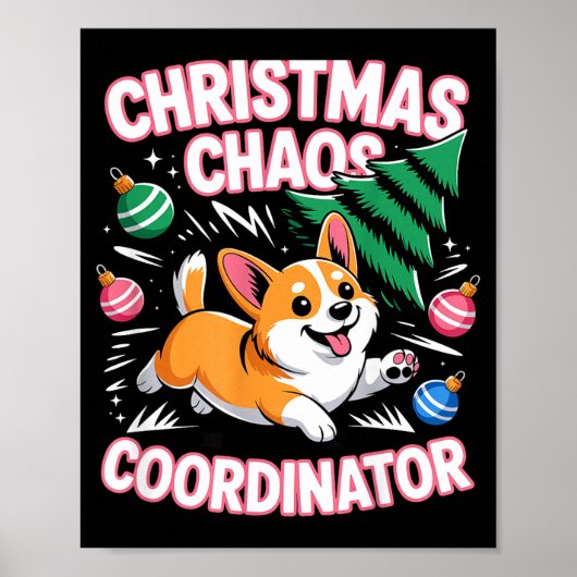 Christmas Chaos Coordinator Xmas Puppy Funny Welsh Poster (Voorkant)