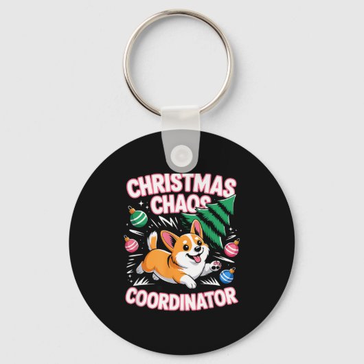 Christmas Chaos Coordinator Xmas Puppy Funny Welsh Sleutelhanger (Voorkant)