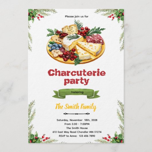 Christmas Charcuterie party invitation Kaart (Voorkant)