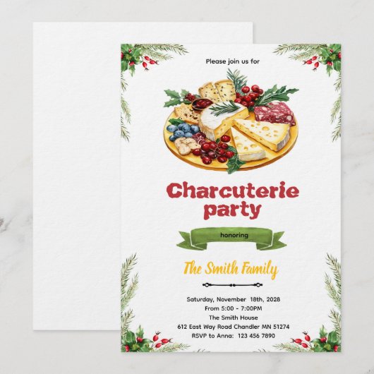Christmas Charcuterie party invitation Kaart (Voorkant / Achterkant)