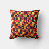 Christmas Checkerboard Pattern - Red & Yellow Tree Kussen (Achterkant)