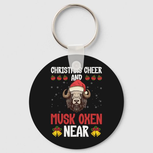 Christmas Cheer And Musk Oxen Near - Musk Ox Musko Sleutelhanger (Voorkant)