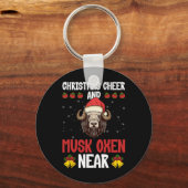 Christmas Cheer And Musk Oxen Near - Musk Ox Musko Sleutelhanger (Voorkant)