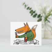 Christmas Cheer Fox Feestdagenkaart (Staand voorkant)