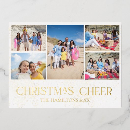 Christmas Cheer Gold Foil Holiday Kaart 5 foto's (Voorkant)
