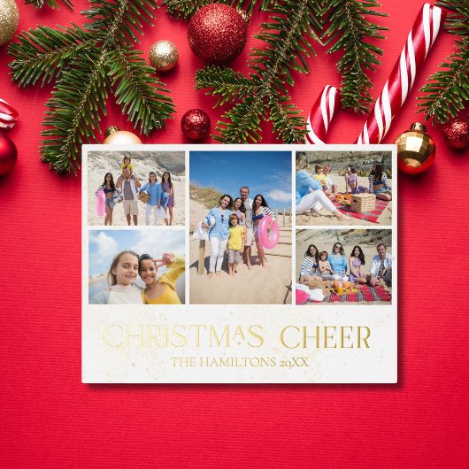 Christmas Cheer Gold Foil Holiday Kaart 5 foto's