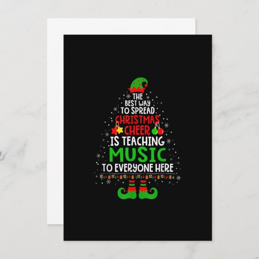 Christmas Cheer Is Teaching Music Santa Elf Teache Kaart (Voorkant / Achterkant)