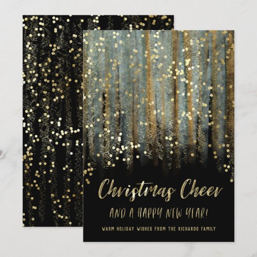 Christmas Cheer Painted Brush Strokes en Confetti Feestdagenkaart (Voorkant / Achterkant)