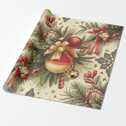 Christmas  Cheer Pattern Cadeaupapier (Uitgerold)