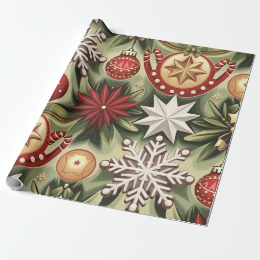 Christmas  Cheer Pattern Cadeaupapier (Uitgerold)