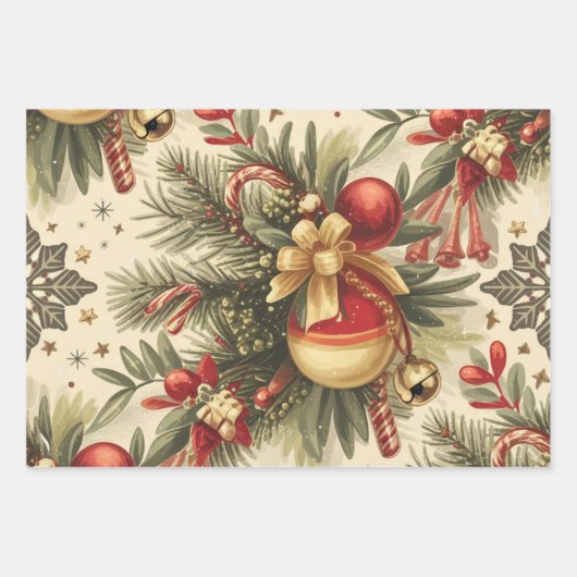 Christmas  Cheer Pattern Inpakpapier Vel (Voorkant)