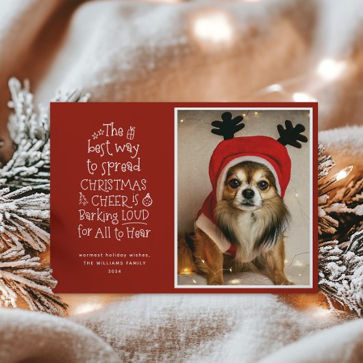 Christmas Cheer Pet Photo Rode Vakantie Kaart