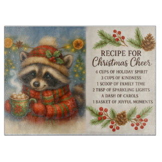Christmas Cheer Raccoon Cutting Board Snijplank