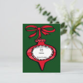 Christmas Cheer Red Ornament Invitation Kaart (Staand voorkant)