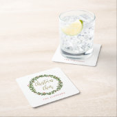 Christmas Cheer Wreath Gold Script Personalized Kartonnen Onderzetters (Insitu)