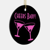 Christmas Cheers baby Neon roze cocktailbril Keramisch Ornament (Rechts)