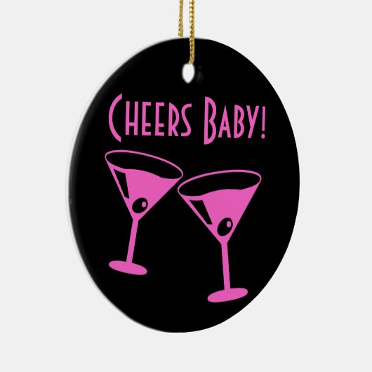 Christmas Cheers baby Neon roze cocktailbril Keramisch Ornament (Rechts)