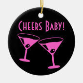 Christmas Cheers baby Neon roze cocktailbril Keramisch Ornament (Voorkant)