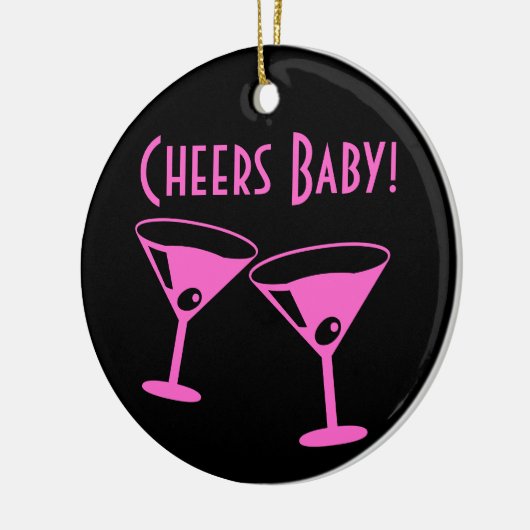Christmas Cheers baby Neon roze cocktailbril Keramisch Ornament (Links)