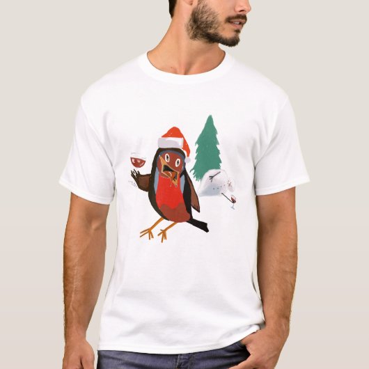 Christmas Cheers Robin on men's t-shirt (Voorkant)