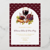 Christmas Cheese & Wine Theme Foil Invitation Folie Uitnodiging (Voorkant)