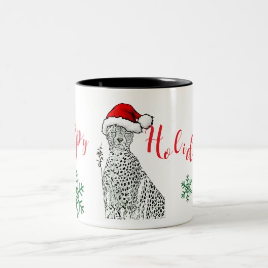 Christmas Cheetah Mug Cup Tweekleurige Koffiemok (Center)