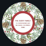 Christmas Cherry waterverf Vakantie retour adres Ronde Sticker<br><div class="desc">Kerst Cherry waterverf Vakantie Retour Adres Label ontwerp. Personaliseer met een aangepaste vakantiegroet. Als u hulp nodig hebt,  neem dan gerust contact met mij op.</div>