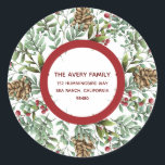 Christmas Cherry waterverf Vakantie retour adres Ronde Sticker<br><div class="desc">Kerst Cherry waterverf Vakantie Retour Adres Label ontwerp. Personaliseer met een aangepaste vakantiegroet. Als u hulp nodig hebt,  neem dan gerust contact met mij op.</div>
