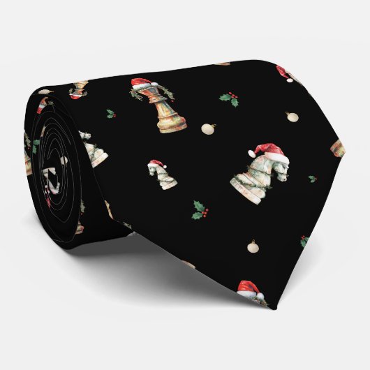 Christmas Chess Tie – Elegant Chess pattern Stropdas (Opgerold)