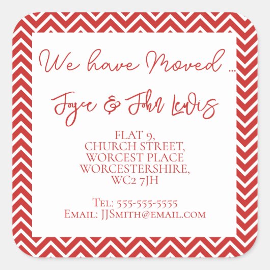 Christmas Chevron Adreswijziging Stickers (Voorkant)